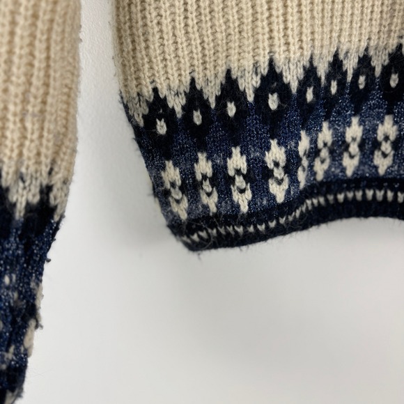 Scotch Soda Fair Isle Knit Crewneck Sweater Blue Cream Wool Blend Size S - Picture 14 of 16